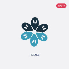 two color petals vector icon from nature concept. isolated blue petals vector sign symbol can be use for web, mobile and logo. eps 10