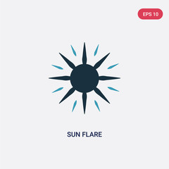two color sun flare vector icon from nature concept. isolated blue sun flare vector sign symbol can be use for web, mobile and logo. eps 10