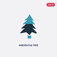 two color arborvitae tree vector icon from nature concept. isolated blue arborvitae tree vector sign symbol can be use for web, mobile and logo. eps 10