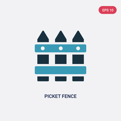 two color picket fence vector icon from nature concept. isolated blue picket fence vector sign symbol can be use for web, mobile and logo. eps 10