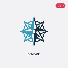 two color compass vector icon from nautical concept. isolated blue compass vector sign symbol can be use for web, mobile and logo. eps 10