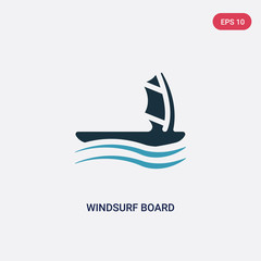 two color windsurf board vector icon from nautical concept. isolated blue windsurf board vector sign symbol can be use for web, mobile and logo. eps 10