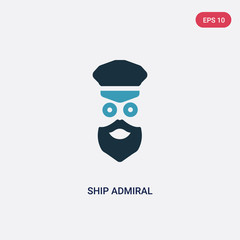 two color ship admiral vector icon from nautical concept. isolated blue ship admiral vector sign symbol can be use for web, mobile and logo. eps 10