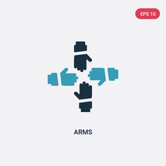 two color arms vector icon from networking concept. isolated blue arms vector sign symbol can be use for web, mobile and logo. eps 10