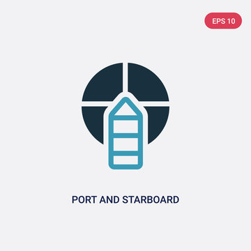 two color port and starboard vector icon from nautical concept. isolated blue port and starboard vector sign symbol can be use for web, mobile and logo. eps 10