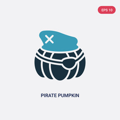 two color pirate pumpkin vector icon from other concept. isolated blue pirate pumpkin vector sign symbol can be use for web, mobile and logo. eps 10