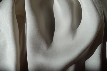 Rippled thin shiny light grey chiffon fabric