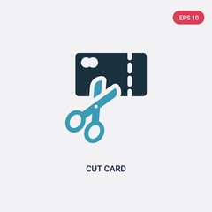 two color cut card vector icon from payment concept. isolated blue cut card vector sign symbol can be use for web, mobile and logo. eps 10