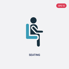 two color seating vector icon from people concept. isolated blue seating vector sign symbol can be use for web, mobile and logo. eps 10