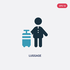 two color luggage vector icon from people concept. isolated blue luggage vector sign symbol can be use for web, mobile and logo. eps 10