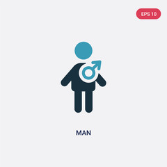 two color man vector icon from people concept. isolated blue man vector sign symbol can be use for web, mobile and logo. eps 10