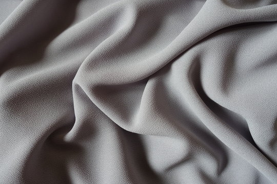 Crumpled Grey Crepe Georgette Fabric From Above