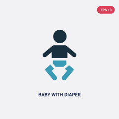 two color baby with diaper vector icon from people concept. isolated blue baby with diaper vector sign symbol can be use for web, mobile and logo. eps 10