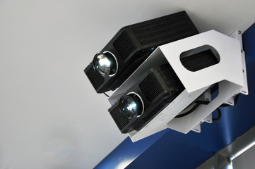 The light from the projector in the conference room.