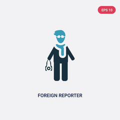 two color foreign reporter vector icon from people concept. isolated blue foreign reporter vector sign symbol can be use for web, mobile and logo. eps 10