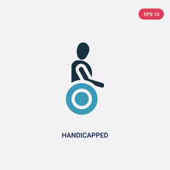 two color handicapped vector icon from people concept. isolated blue handicapped vector sign symbol can be use for web, mobile and logo. eps 10