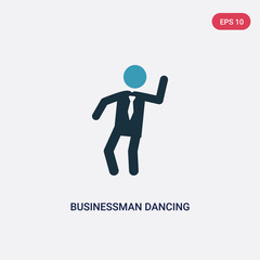 two color businessman dancing vector icon from people concept. isolated blue businessman dancing vector sign symbol can be use for web, mobile and logo. eps 10