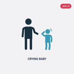 two color crying baby vector icon from people concept. isolated blue crying baby vector sign symbol can be use for web, mobile and logo. eps 10