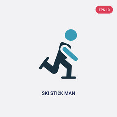 two color ski stick man vector icon from people concept. isolated blue ski stick man vector sign symbol can be use for web, mobile and logo. eps 10