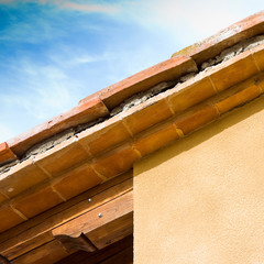 Detail of a new tuscany roof viewed from above (Italy)