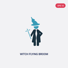 two color witch flying broom vector icon from people concept. isolated blue witch flying broom vector sign symbol can be use for web, mobile and logo. eps 10