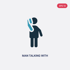 two color man talking with phone vector icon from people concept. isolated blue man talking with phone vector sign symbol can be use for web, mobile and logo. eps 10