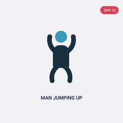 two color man jumping up vector icon from people concept. isolated blue man jumping up vector sign symbol can be use for web, mobile and logo. eps 10