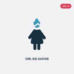 two color girl kid avatar vector icon from people concept. isolated blue girl kid avatar vector sign symbol can be use for web, mobile and logo. eps 10