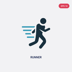 two color runner vector icon from people skills concept. isolated blue runner vector sign symbol can be use for web, mobile and logo. eps 10