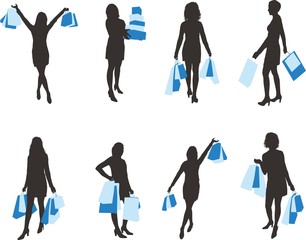 Siluetas mujeres compras