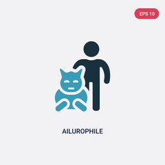 two color ailurophile vector icon from people skills concept. isolated blue ailurophile vector sign symbol can be use for web, mobile and logo. eps 10