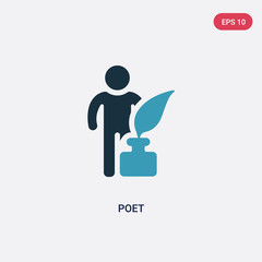 two color poet vector icon from people skills concept. isolated blue poet vector sign symbol can be use for web, mobile and logo. eps 10 - obrazy, fototapety, plakaty