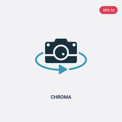 two color chroma vector icon from photography concept. isolated blue chroma vector sign symbol can be use for web, mobile and logo. eps 10
