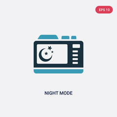 two color night mode vector icon from photography concept. isolated blue night mode vector sign symbol can be use for web, mobile and logo. eps 10
