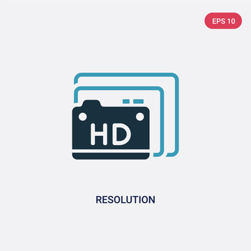 two color resolution vector icon from photography concept. isolated blue resolution vector sign symbol can be use for web, mobile and logo. eps 10