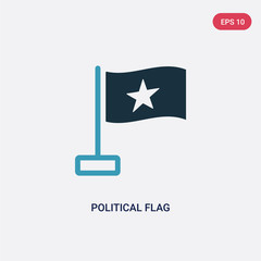 two color political flag vector icon from political concept. isolated blue political flag vector sign symbol can be use for web, mobile and logo. eps 10