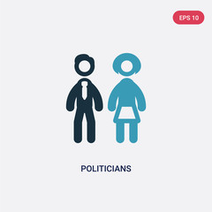 two color politicians vector icon from political concept. isolated blue politicians vector sign symbol can be use for web, mobile and logo. eps 10