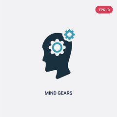 two color mind gears vector icon from productivity concept. isolated blue mind gears vector sign symbol can be use for web, mobile and logo. eps 10