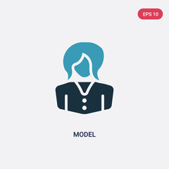 two color model vector icon from professions & jobs concept. isolated blue model vector sign symbol can be use for web, mobile and logo. eps 10