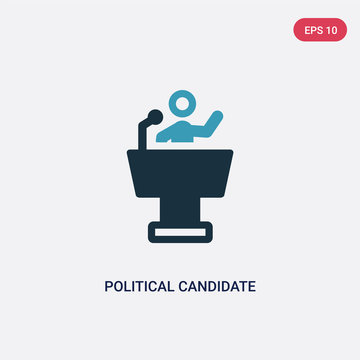 Two Color Political Candidate Speech Vector Icon From Political Concept. Isolated Blue Political Candidate Speech Vector Sign Symbol Can Be Use For Web, Mobile And Logo. Eps 10