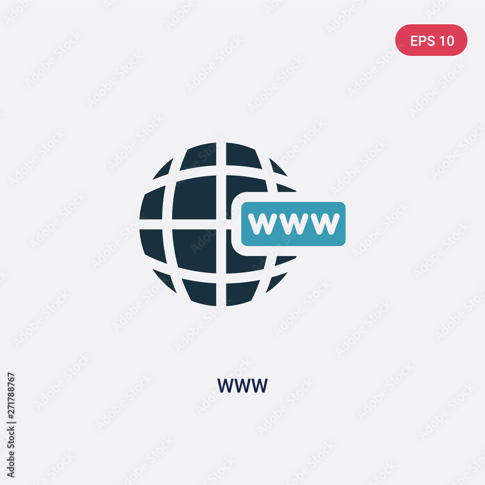 Poster two color www vector icon from programming concept. isolated blue www vector sign symbol can be use 