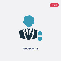 two color pharmacist vector icon from professions concept. isolated blue pharmacist vector sign symbol can be use for web, mobile and logo. eps 10