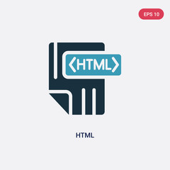 two color html vector icon from programming concept. isolated blue html vector sign symbol can be use for web, mobile and logo. eps 10