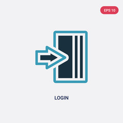 two color login vector icon from programming concept. isolated blue login vector sign symbol can be use for web, mobile and logo. eps 10