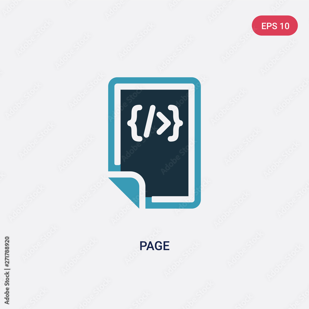 Poster two color page vector icon from programming concept. isolated blue page vector sign symbol can be us