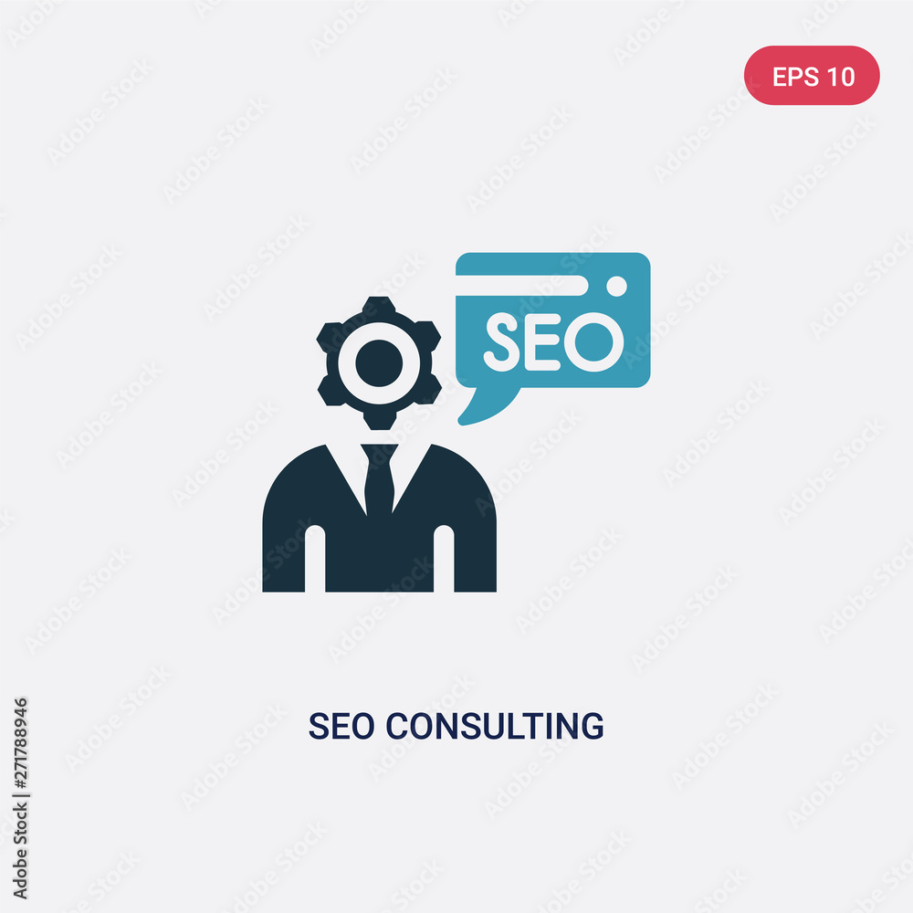 Poster two color seo consulting vector icon from programming concept. isolated blue seo consulting vector s