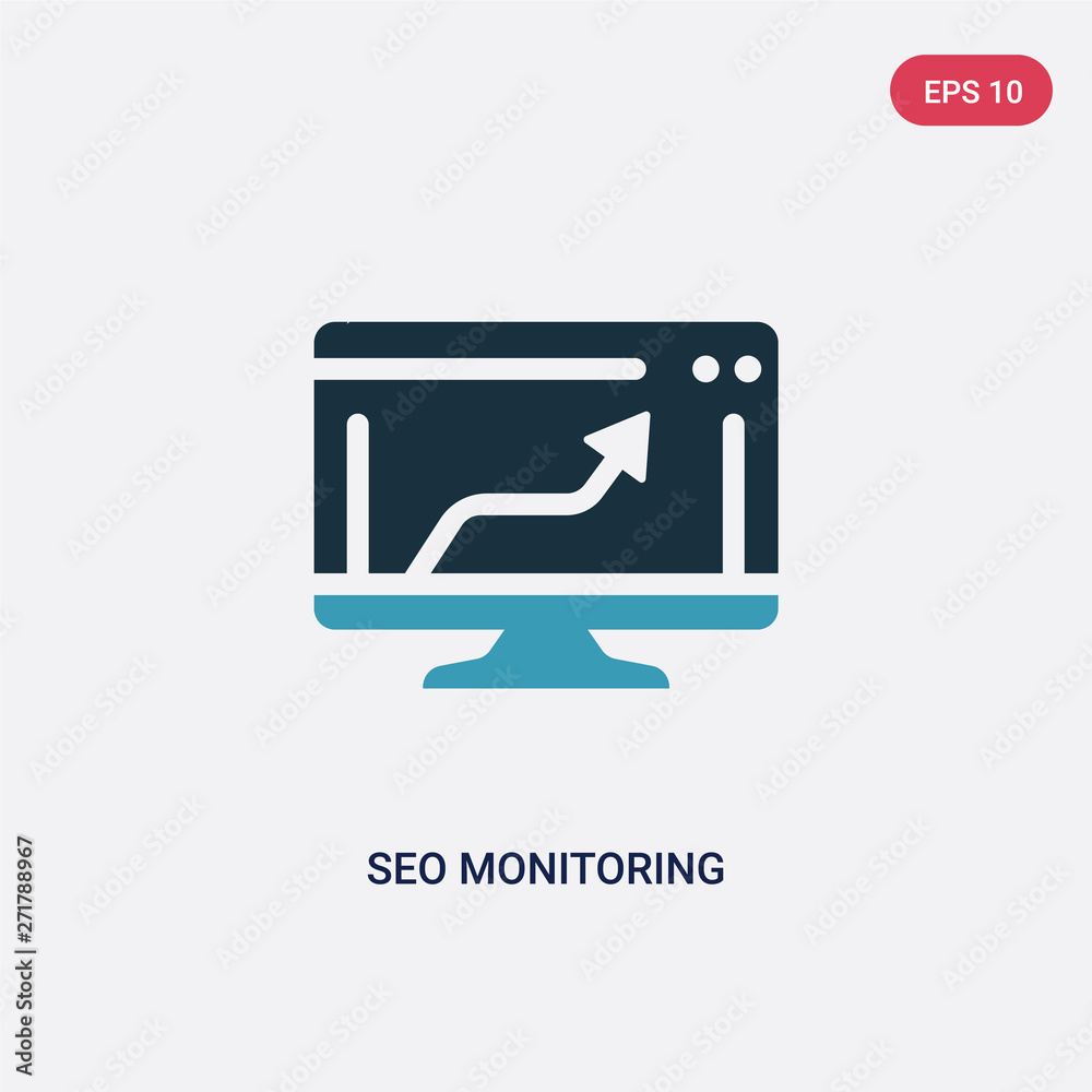 Poster two color seo monitoring vector icon from programming concept. isolated blue seo monitoring vector s