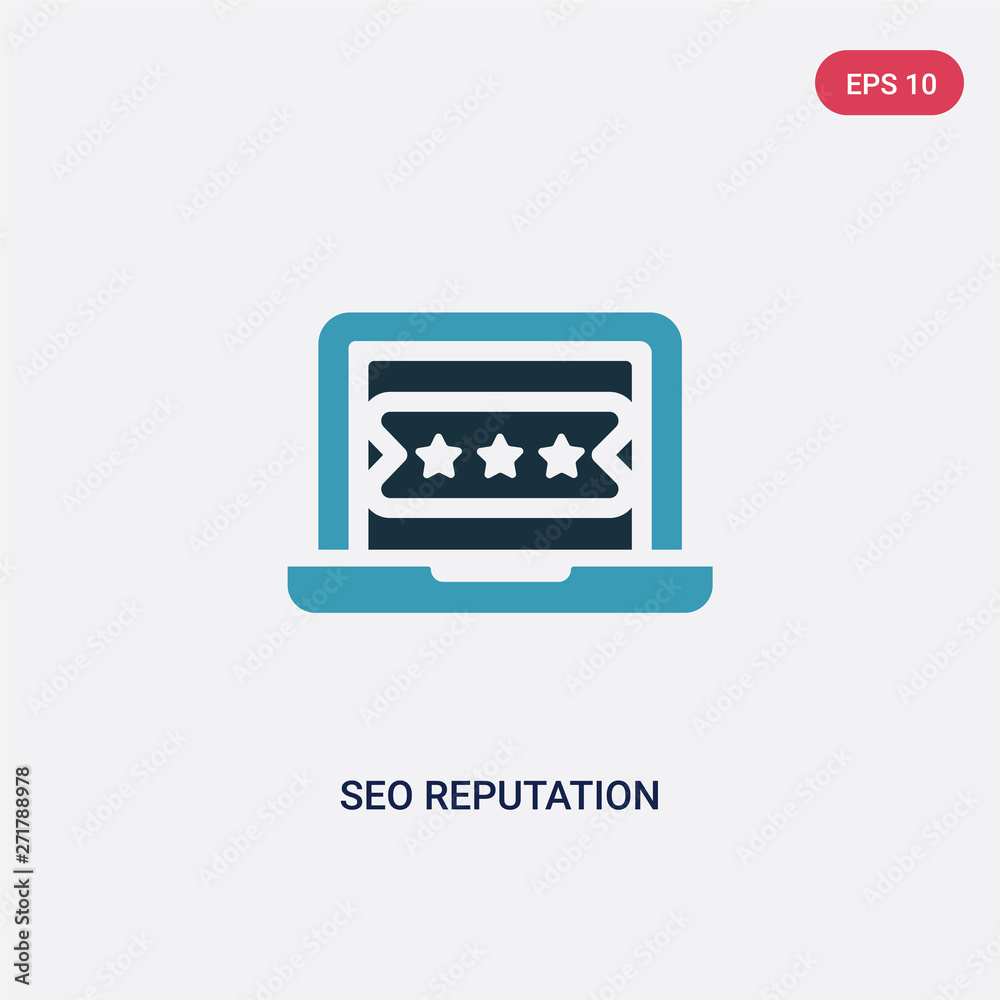 Poster two color seo reputation vector icon from programming concept. isolated blue seo reputation vector s