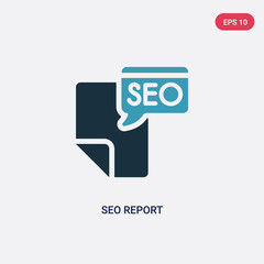 two color seo report vector icon from programming concept. isolated blue seo report vector sign symbol can be use for web, mobile and logo. eps 10