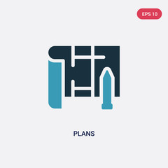 Fototapeta premium two color plans vector icon from real estate concept. isolated blue plans vector sign symbol can be use for web, mobile and logo. eps 10